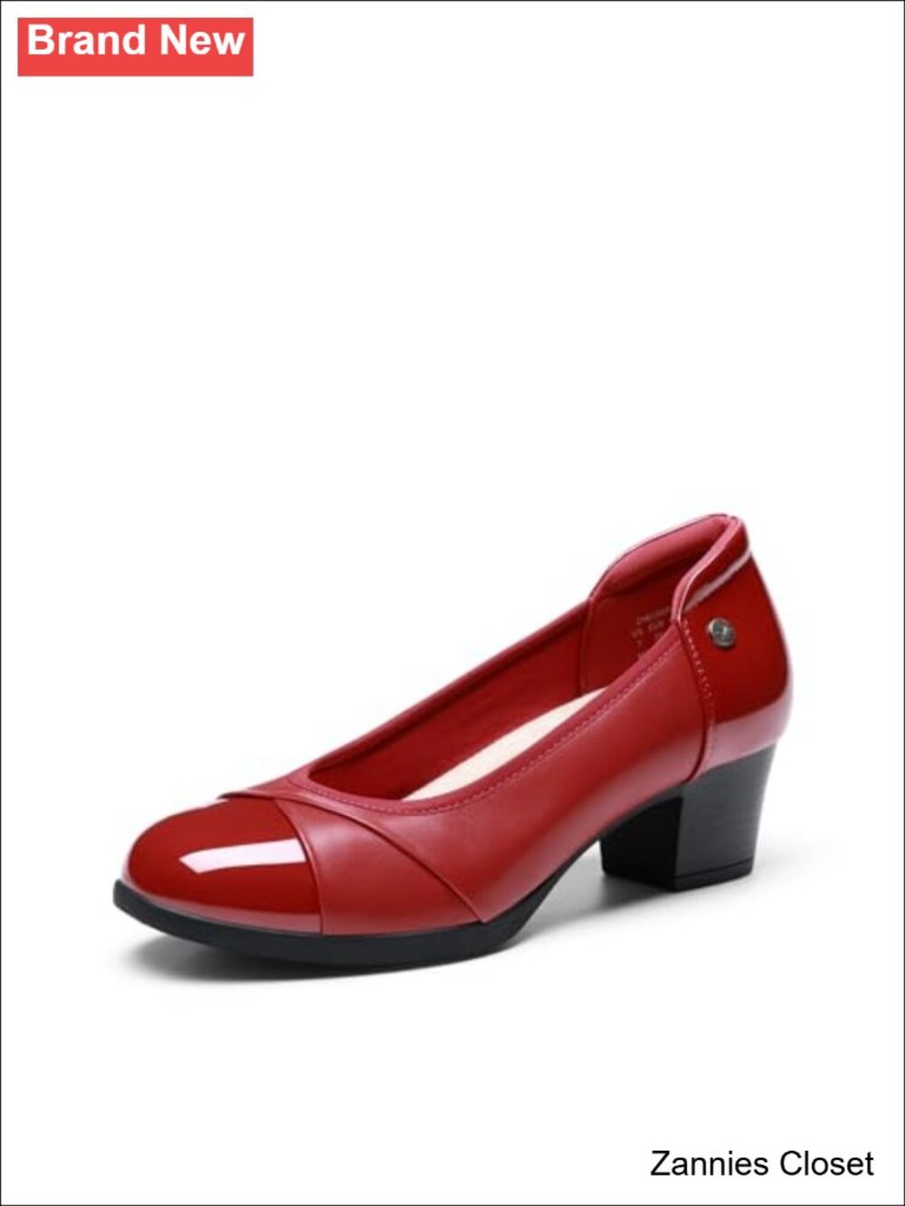 ✨ Low Chunky Block Heel Pumps with Arch Support & Faux Leather